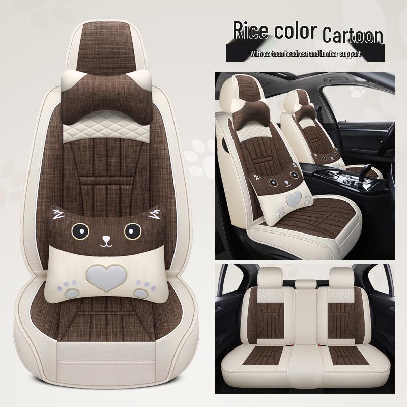 Universelles Leinen-Autositzkissen für Corolla, Civic, Sylphy & mehr - Vier Jahreszeiten