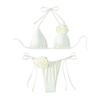 Set Bikini da Donna 2 Pezzi Allacciato al Collo Imbottito Slip da Bagno Set Fiore 3D