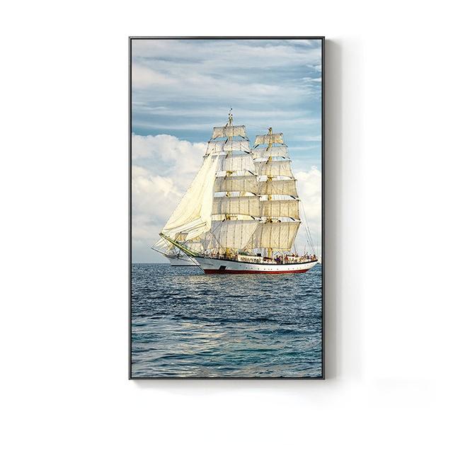 Sailboat Backlight Posters and Prints Ocean Landscape Canvas Paintings Wall Art Picture Home Decor for Living Room Bedroom