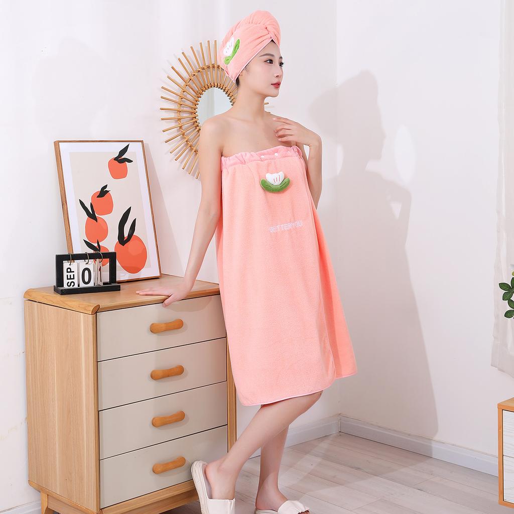 Korallvlies Damen Tragbares Badetuch Niedliches Wasserabsorbierendes Weiches Wickeltuch Heimrock