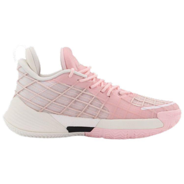 Anta Light Crazy 3 Tessuto Pelle Sintetica Assorbimento degli Urti Antiscivolo Resistente all'Usura Scarpe da Basket Basse Donna sneaker Rosa Bianco 122221608-3