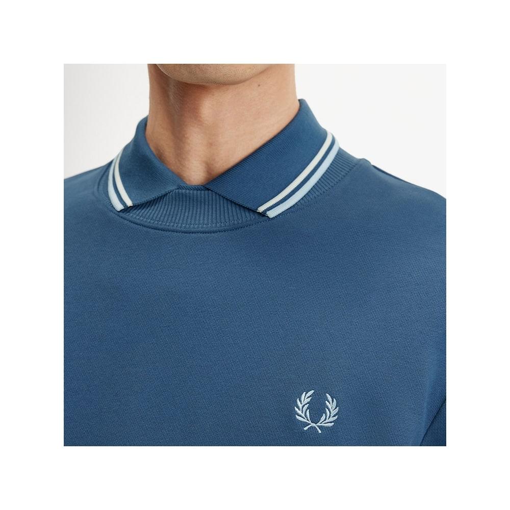 ◇FRED PERRY◇ Baseline Crew Neck Sweatshirt248 AFPM24175352 Crew Neck Piqué T-Shirt - Sky Blue | Men's Reissues