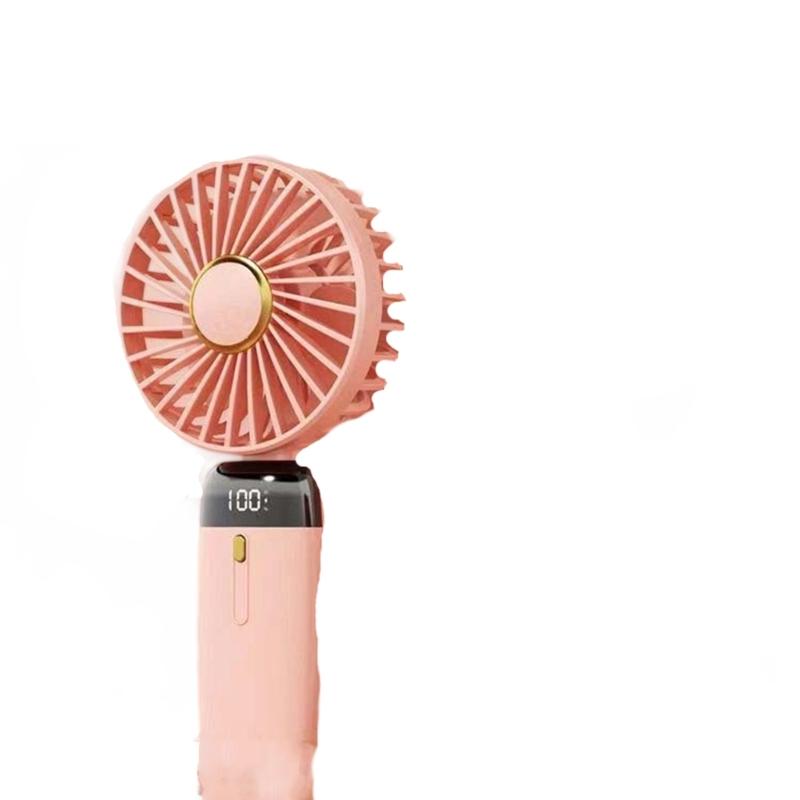 Portable Handheld Fan 5 Speed Mini Cooling Desk Fan Quiet Handheld Fan with Digital Display USB Rechargeable Table Fan розовый