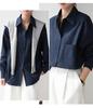2026 Retro Korean Style Dark Blue Sun Protection Long Sleeve Shirt - Women's Slimming, Loose Fit, Simple Fashion.