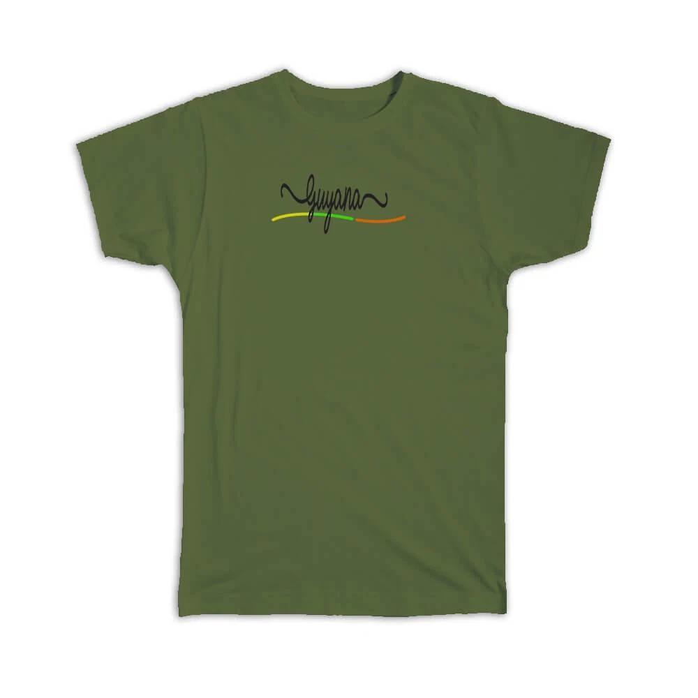 Gift T-Shirt : Guyana Flag Colors Guyanese Travel Expat Country Minimalist M