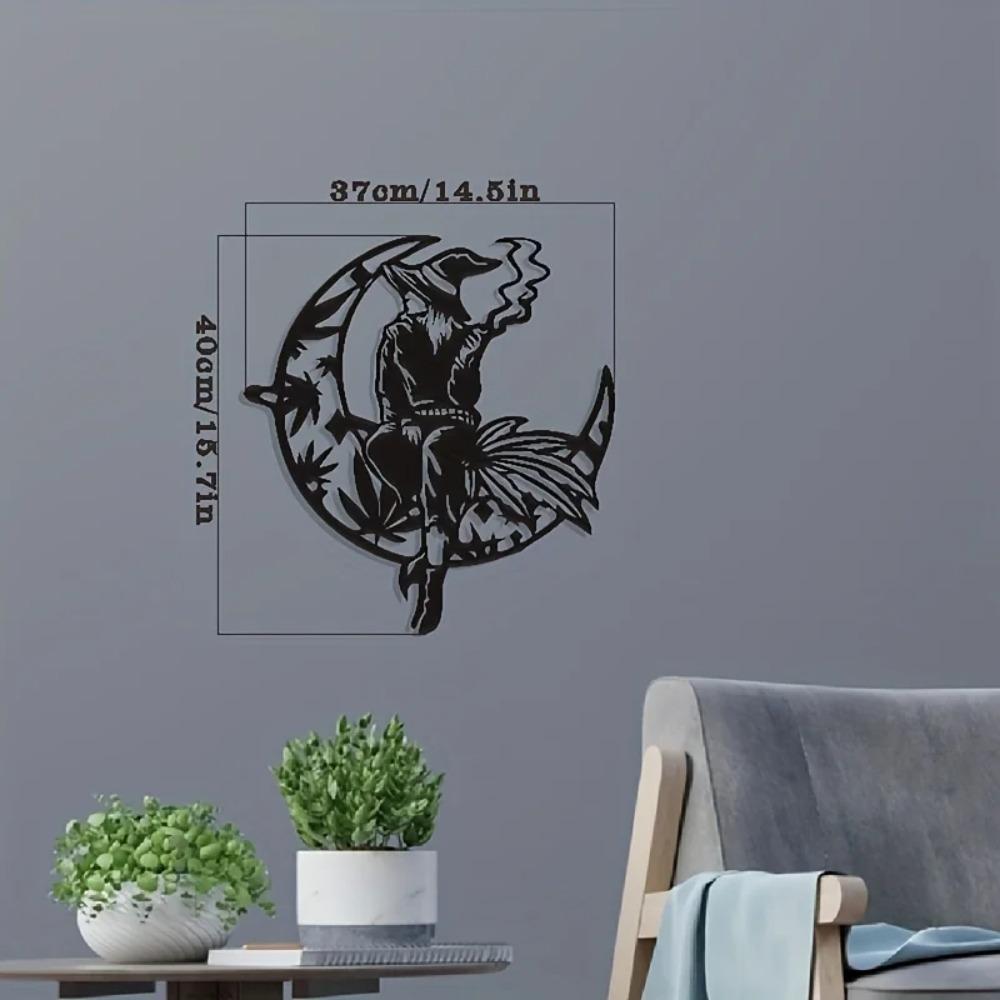 Metal Crafts Ornaments - Halloween Scene Party Porch Pendant | Wrought Iron Moon and Witch Decoration for Festive Home Decor