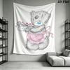 Tatty Teddy Wall Tapestry Aesthetic Wall Hanging Printed Fabric Blanket Decorative Tapestries for Bedroom Living Room Home Decor