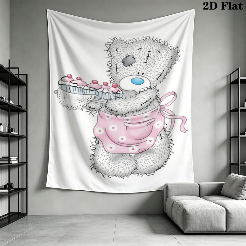 Tatty Teddy Wall Tapestry Aesthetic Wall Hanging Printed Fabric Blanket Decorative Tapestries for Bedroom Living Room Home Decor