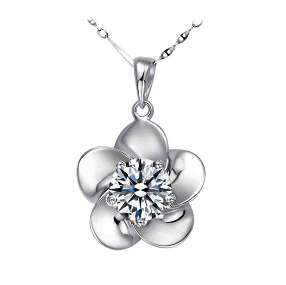 

Extra Single Platinum 925 Metal Gift for Women [Glam Jewelry] Women s Necklace, Large, Flower, Finish, Silver, Hypoallergenic, Her, платиновий