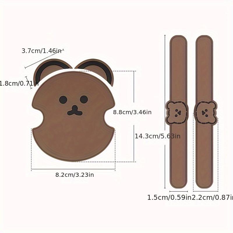 8pcs Cute Bear Silicone Car Door Handle Protector - Anti-Scratch & Collision Film, Brown Accents, Fits Various Models