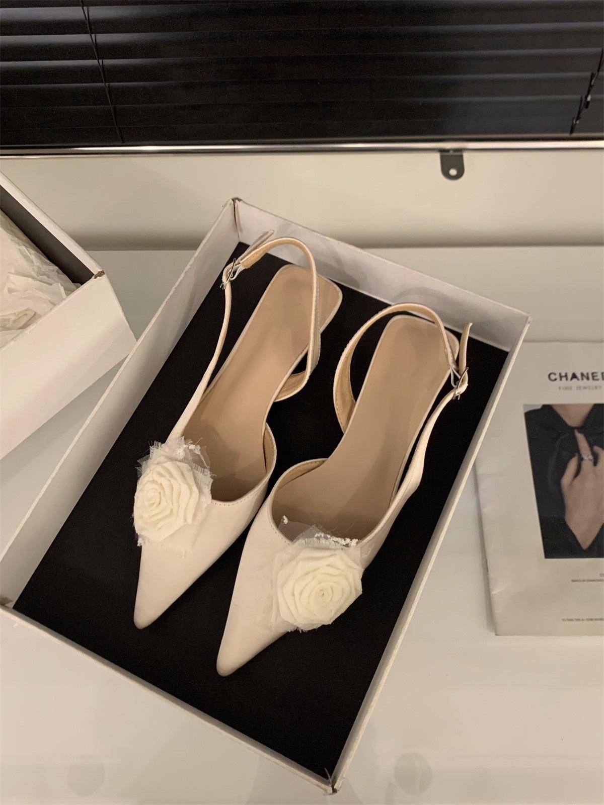 

Французский каблук-рюмочка на высоком каблуке босоножки с головкой-мешком туфли-феи весна-лето 2025 темпераментные цветочные с юбкой одинарные туфли 36