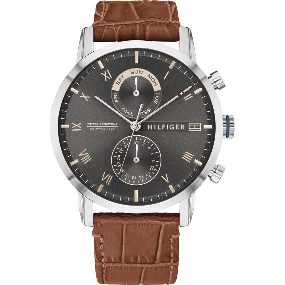 Tommy Hilfiger Kane Dark Grey Brown Leather Men s Quartz Watch 1710398 темно серый