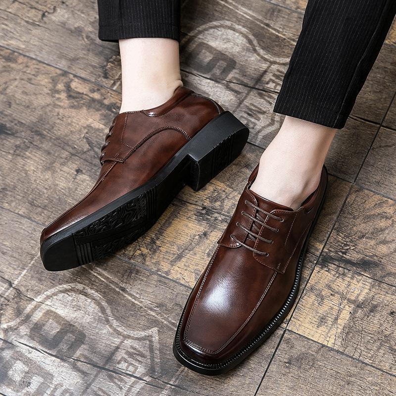 Dress business size 48 leather shoes men's square head hot sale high-grade professional with suit leather shoes wedding men's shoes