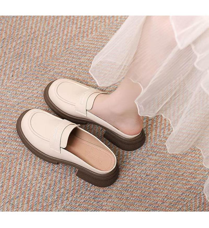 New Thick Bottom Round Head Rear Air Mouller Slippers for Women's Flat Flat Casual Cool Slippers