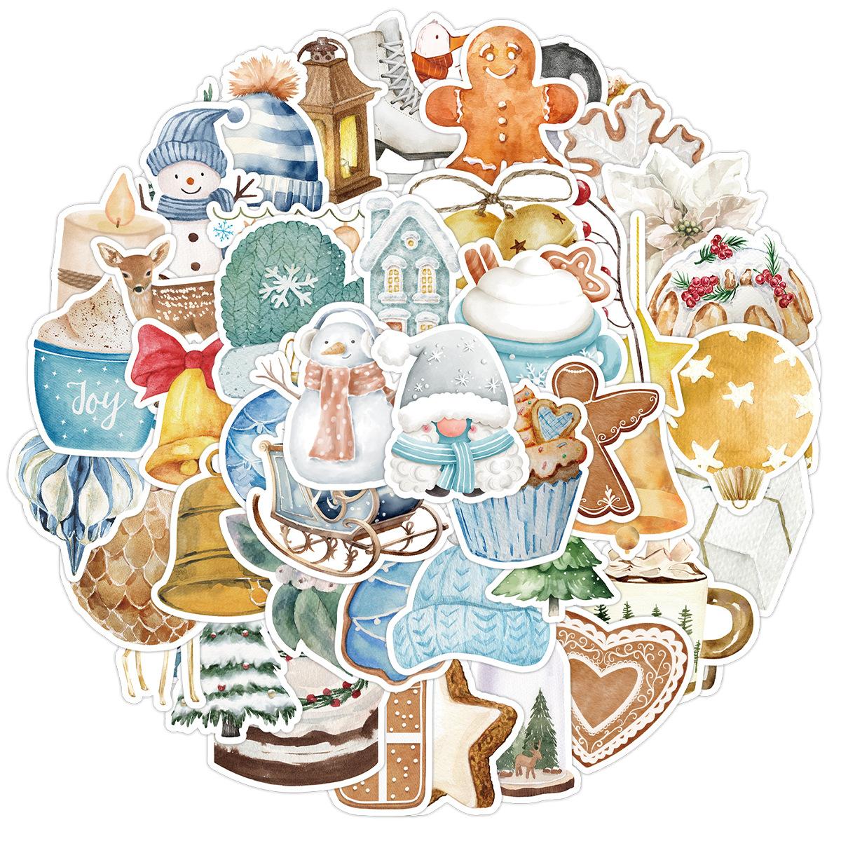 

50 Новых Рождественских Серий Граффити Наклеек, Декоративные Наклейки для Компьютера и Водяной Кружки, Креативные Праздничные Наклейки