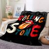1pc Rolling Stone Flannel Blanket [Cozy Throw Blanket] For Sofa, Bed, Travel, Camping, Livingroom, Office, Couch, Chair, And Bed