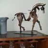 Horse Sculpture Hollow Design Metal Horse Statue Three-dimensional Horse Art Ornament for Rustic Home Decoration