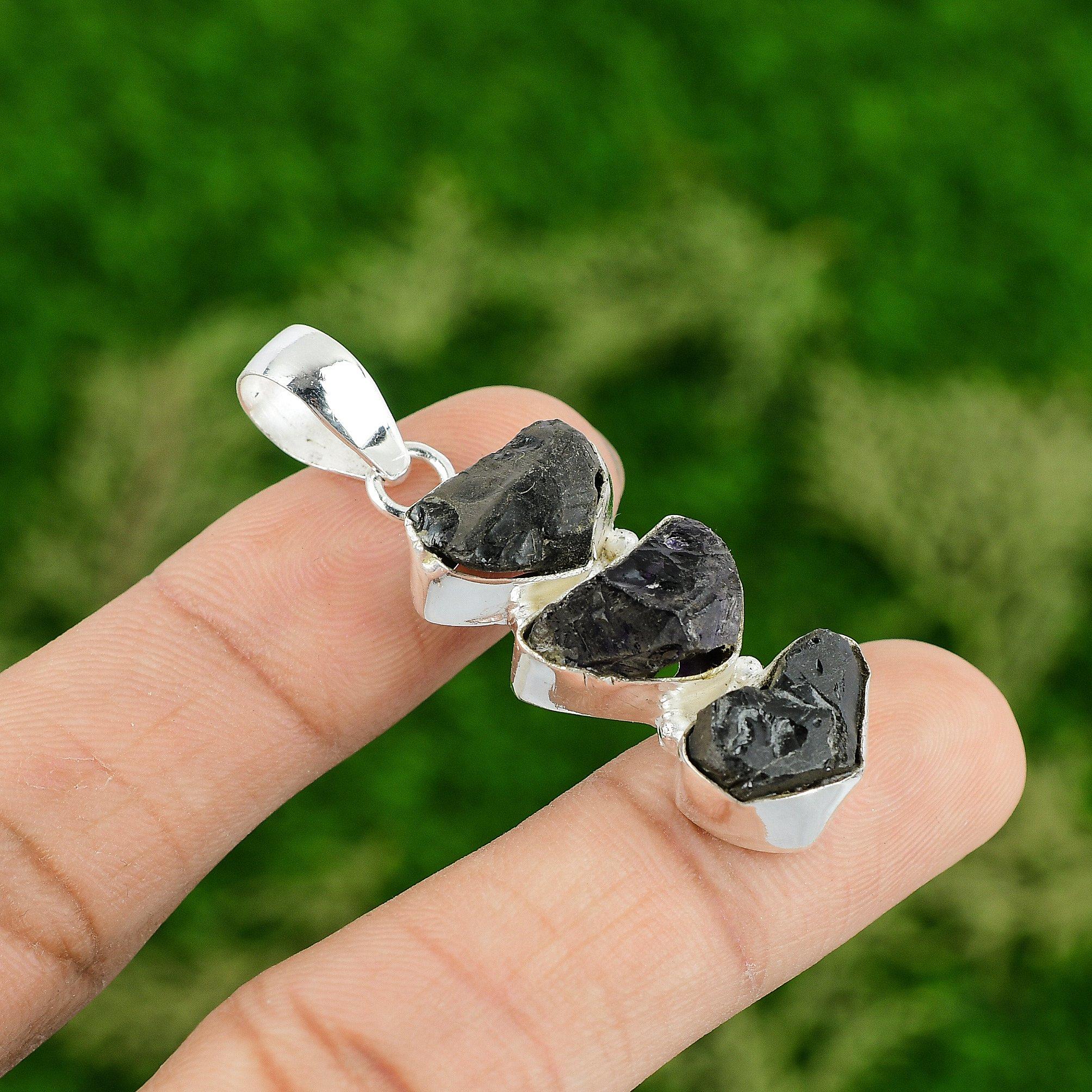 

Daughters Day Deal 925 Silver African Amethyst Rough Gemstone Pendant Jewelry
