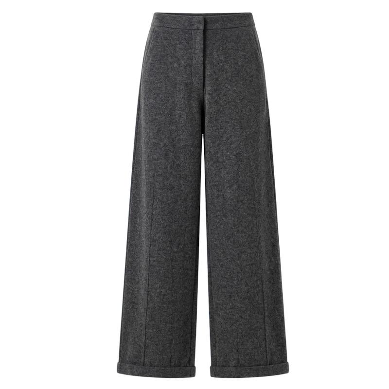 ELLE Women's High-Waisted Knitted Casual Wool-Blend Banana Pants