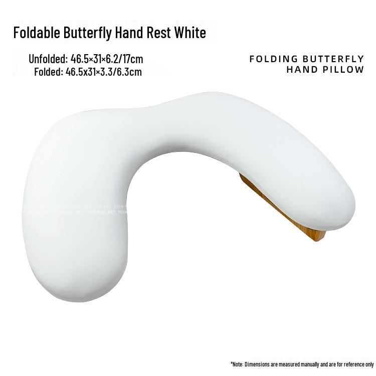 Foldable U-Shaped Leather Hand Rest for Russian Manicure - Butterfly Design