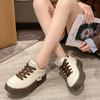 Autumn and Winter Women's Thick-soled Sneakers, Women's Sneakers, White Sneakers, Low-top Round-toe Lace-up Casual Shoes