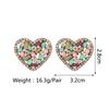 Korean Fashion Heart Metal Hollow Stud Earrings For Women Girl Luxury Bling Color Crystal Party Jewelry Aesthetic Accessories
