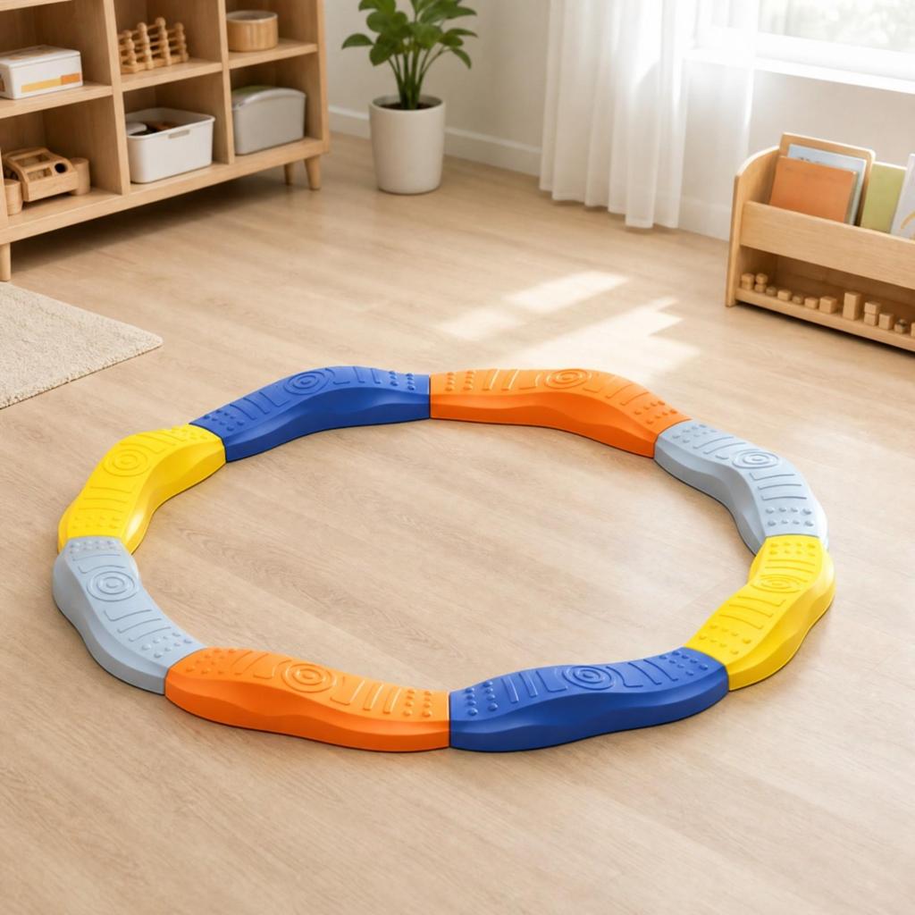 8 Pieces Curved Balance Board with Textured Textures Wobble Rocker Toy