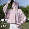 UPF50+ Anti-UV Black Sun Protection Shawl for Women, Breathable Ice Silk, Cooling Loose Fit.