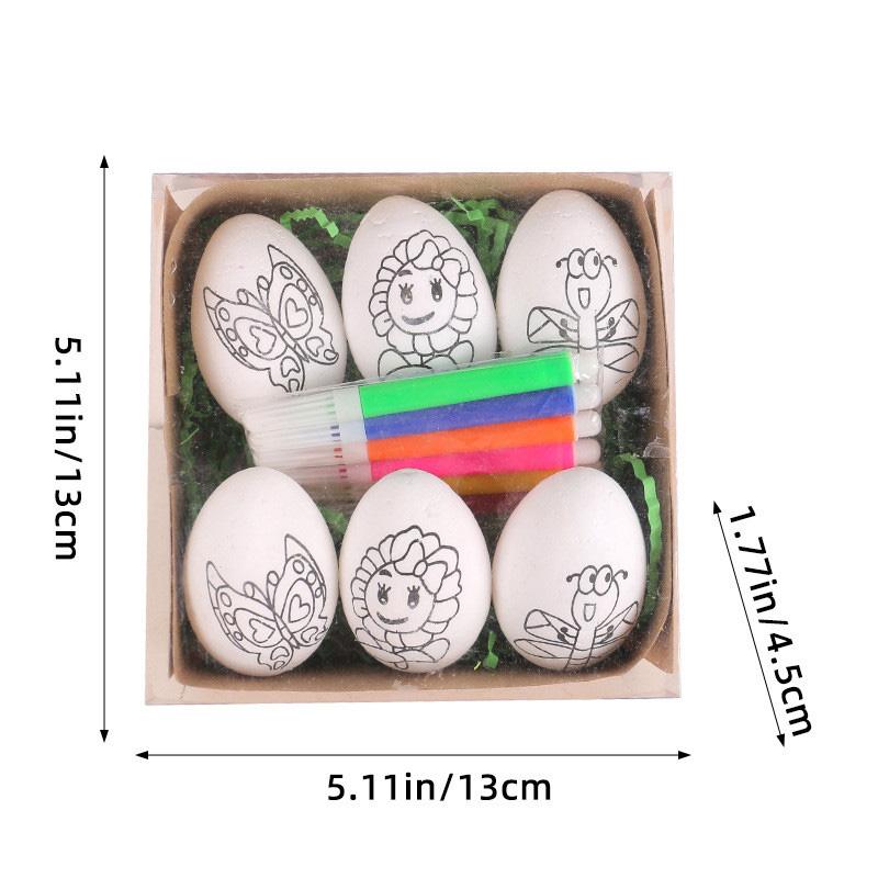 

2025 Easter Hand-painted Random Egg Graffiti Cartoon Bunny Eggs Chick Easter Decorations for Party Kids Gift Favor Home Decor