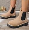 Scrub Leather Women's Inside Heightening Short Boots Platform Chelsea Booties Plus Fleece Warmth Ankle Boots Botas De Mujer