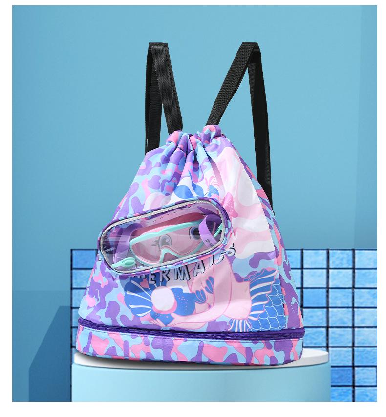 Children's Waterproof Swim Bag - Wet/Dry Separation, Cartoon Design, Outdoor Portable Beach Backpack