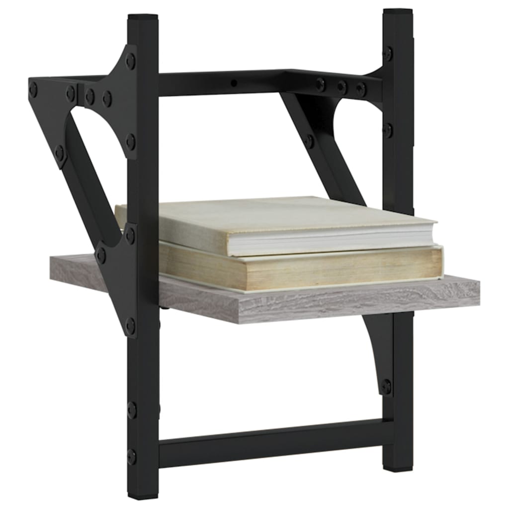 Wall Shelves with Bars 2 pcs Grey Sonoma 20 x 25 x 30 cm