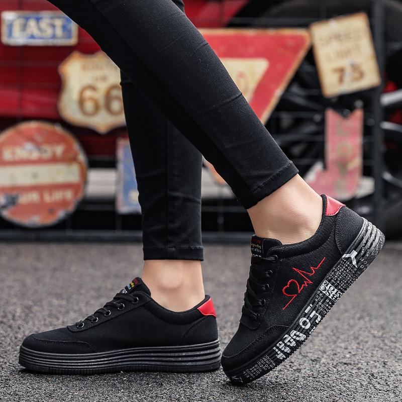 Unisex Red Canvas Sneakers: Women's Fashion, Men’s Thick-Soled Casual Shoes for Summer, Low-Top Design