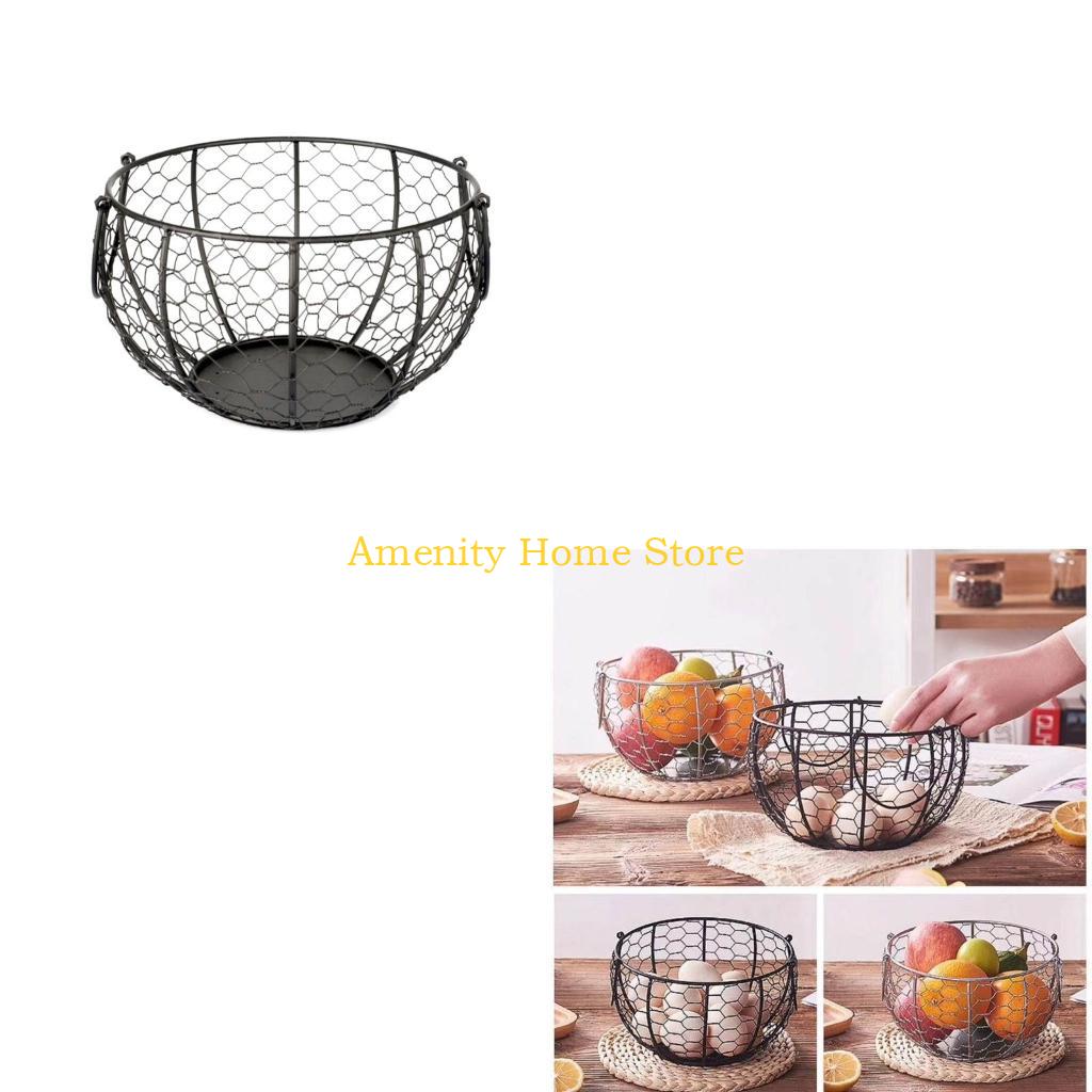 F26C Kitchen Storage Metal Wire Egg Basket Farm Chicken Cover Egg Holder Organizer for Case Nordic Snack Fruit Container