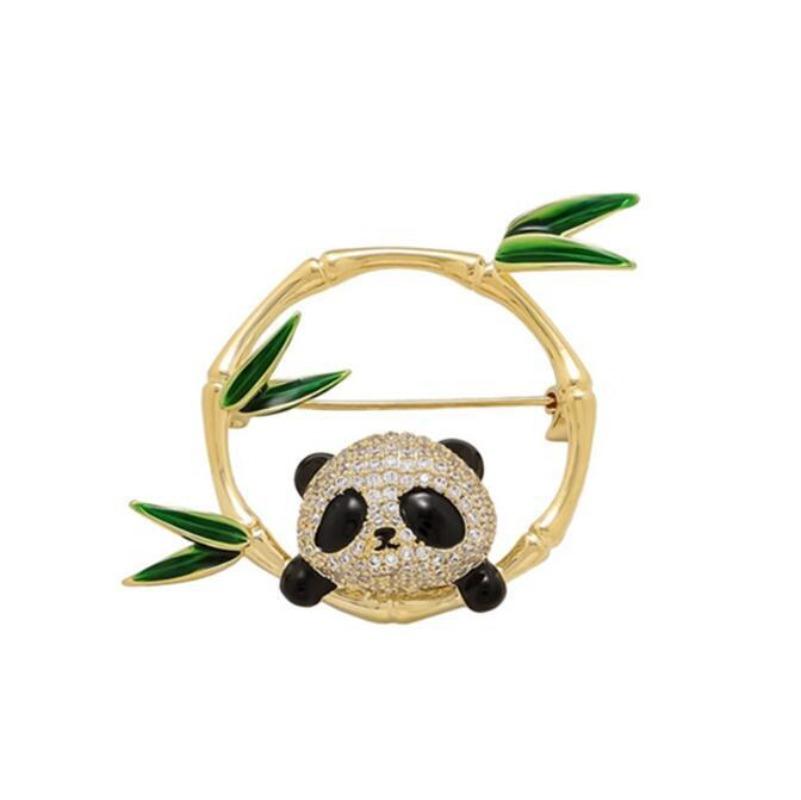 Cute Panda Brooch for Women Girls Delicate Bamboo Panda Corsage Pin Personalized Chinese Style Jacket Pin Accessories Party Gift