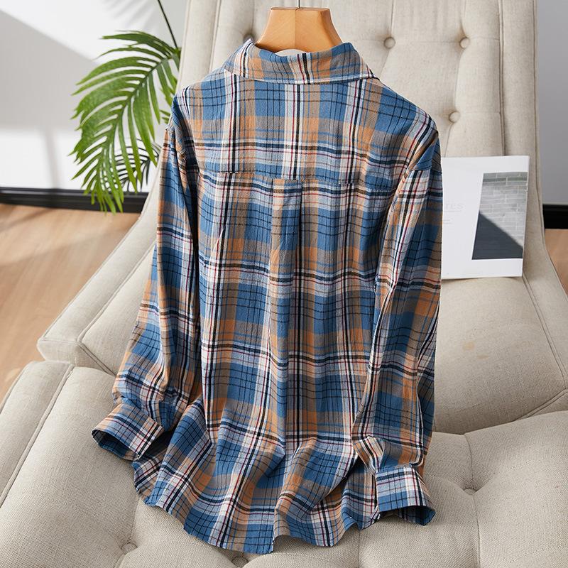 

Shirt Women s Long Sleeves New Cotton Top Commuter Versatile Retro Shirt M