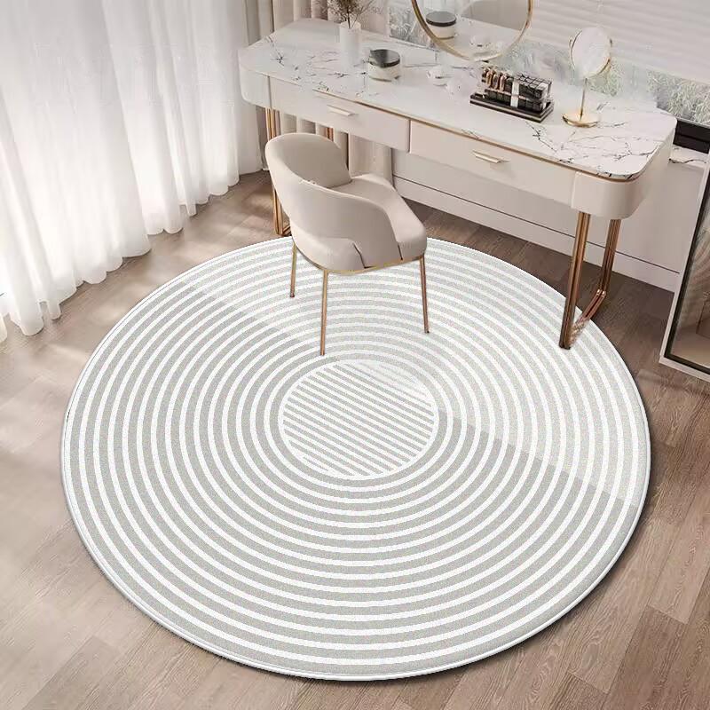 Minimalism Decoration White Stripe Round Floor Mat Modern Living Room Soft Carpet Large Area Rugs Bedroom Tables Chair Mat Plush