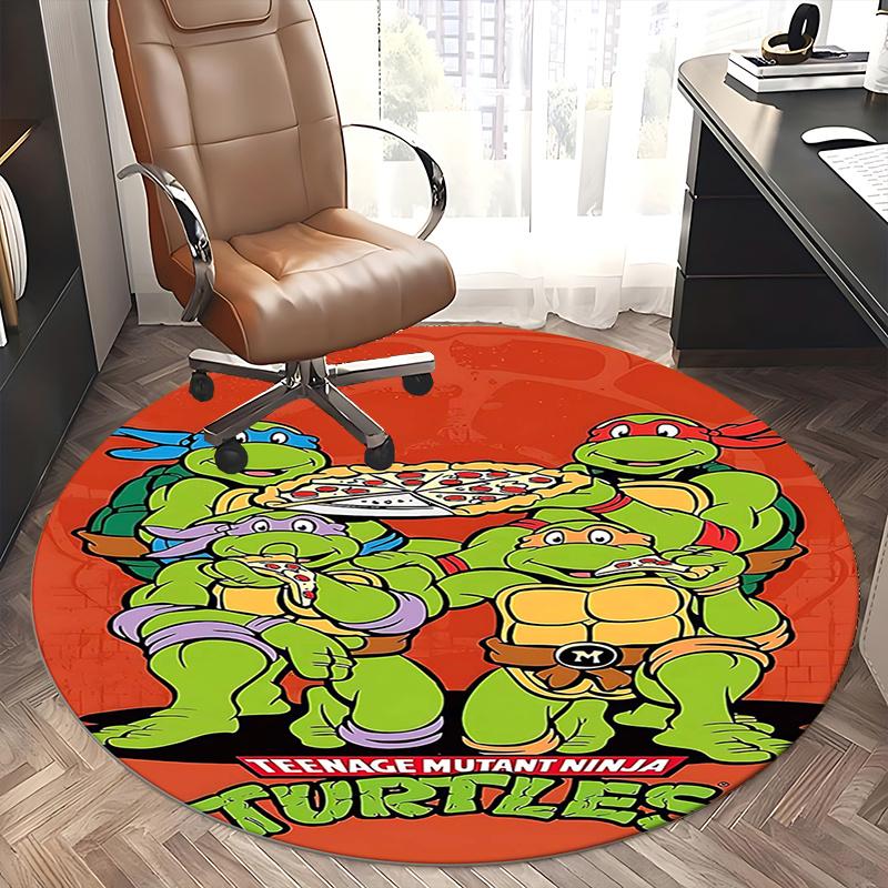 Teenage Mutant Ninja Turtles,Pizza Chair Mat Round Rug Office Carpet, Machine Washable, Non Slip, Suitable for Living Rooms, Bedrooms