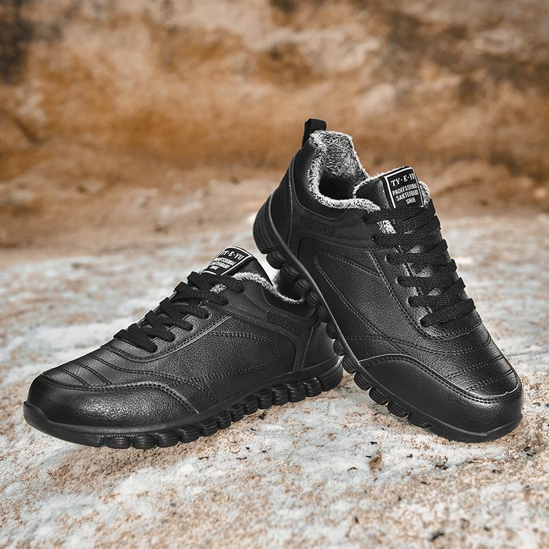 Leather Casual Men Shoes Lace Up Oxfords Comfortable Sneakers Casual Shoes Walking Footwear Winter Boots Mens Plush Warm Shoes