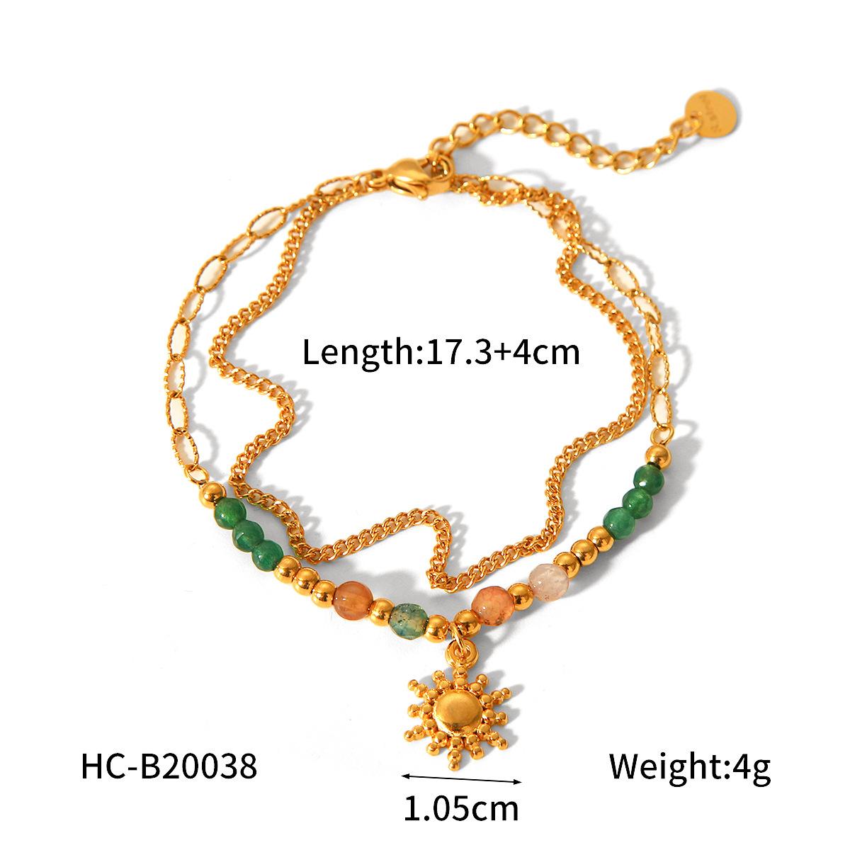 French Retro Natural Stone Chain Butterfly Bracelet for Women, Elegant Versatile Titanium Steel Bracelet