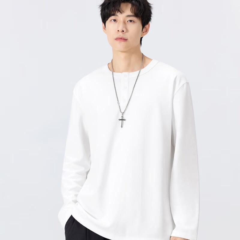 MINISO Men's Henley Collar Long Sleeve T-Shirt