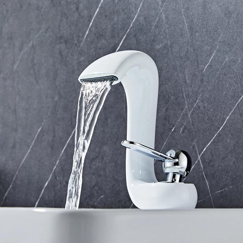 Bathroom Basin Faucet Modern Waterfall Mixer Tap Brass Washbasin Faucet Single Handle Single Hole Elegant for Bathroom