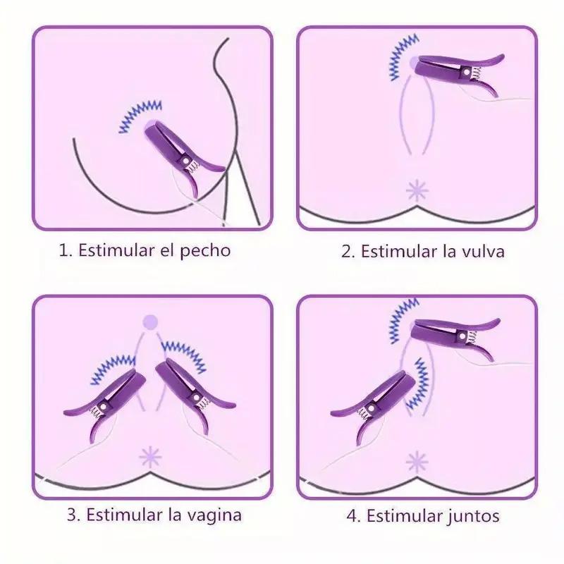 Pince à tétons Vibromasseur Stimulateur de poitrine électrique pour jeux SM Pinces à tétons électriques 10 modes Pinces à tétons étanches Pinces à tétons étanches Jouets pour adultes