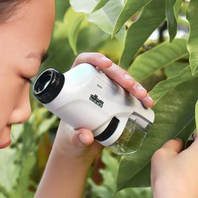 Mini Microscope Kit with LED Light Educational Science Microscope Battery Powered Portable Mini Microscope Outdoor Children Toy