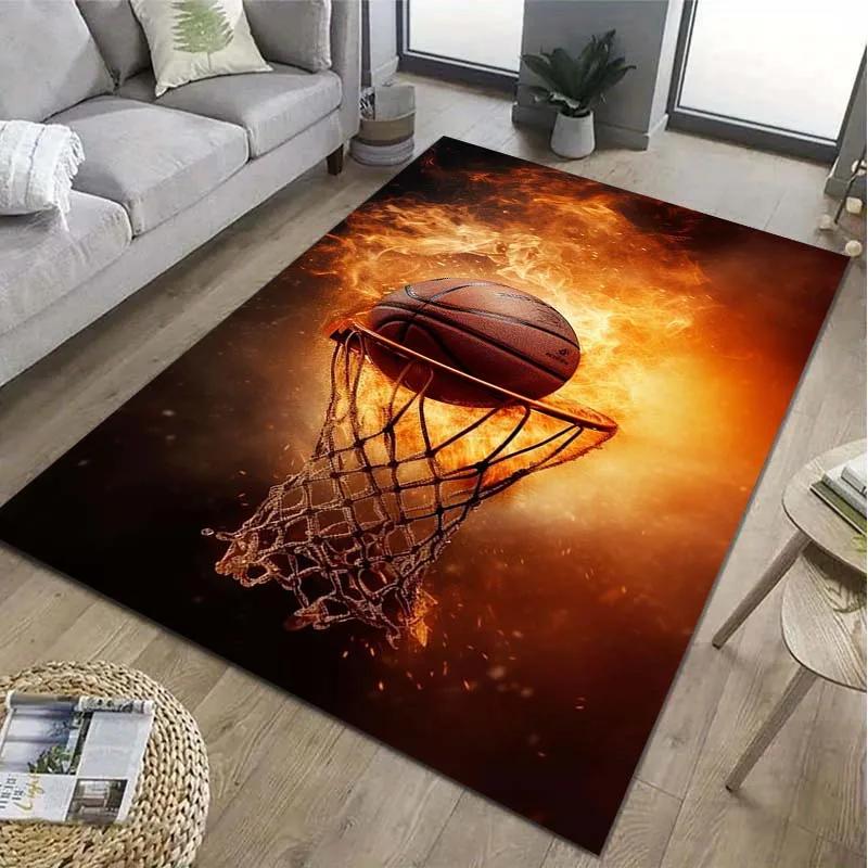 Basketball Hoop Art Pattern Area Rug Sports Carpet for Living Room Bedroom Game Room Non-Slip Floor Mat Home Decor Gift