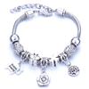 Pulseira em Forma de Coração Liga Design de Elefante Furo Grande Contas de Vidro Transparentes Joia Presente para Mulheres
