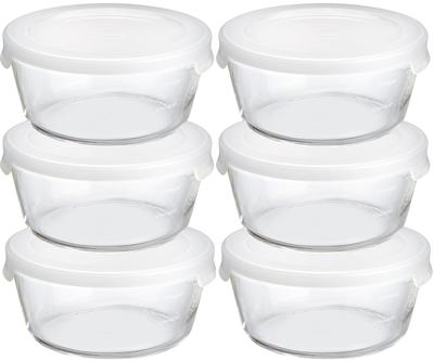 Varmebestandig oppbevaringsbeholder i glass rund 600 ml MST-60-TW sett med 6