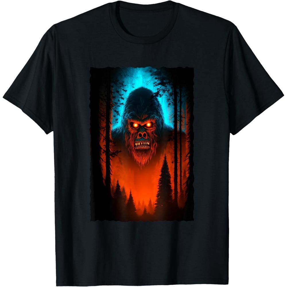 Sasquatch In The Forest - Glowing Eyes - Bigfoot T-Shirt XS чёрный