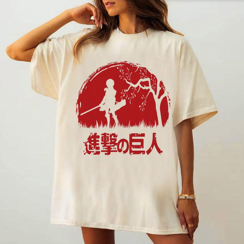 Attack on Titan tshirt Women korean clothes 80s graphic Breathable Punk tshirt Pop Culture korean clothes Psychedelic graphic S