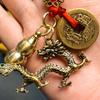 Mässingsnyckelring Mässings Zodiac Drake Hänge Feng Shui Fem Kejsare Pengar Koppar Kalebass Nyckelring Bil Plånbok Ryggsäck Dekoration